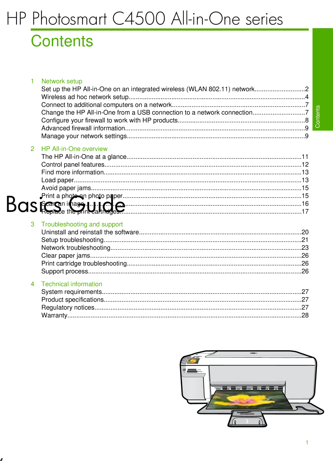 HP C4500 manual Contents 