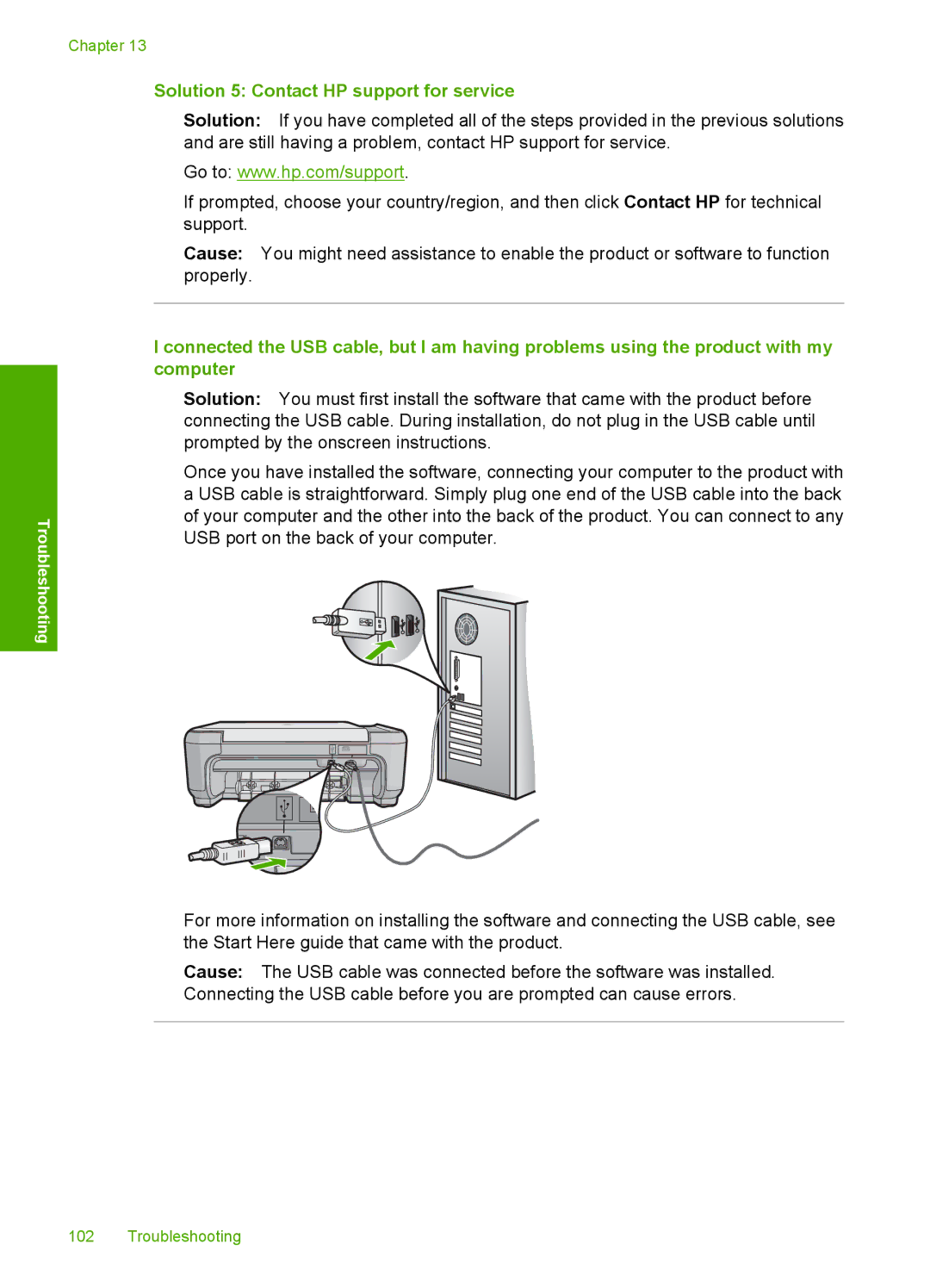 HP C4599, C4580 manual Solution 5 Contact HP support for service 