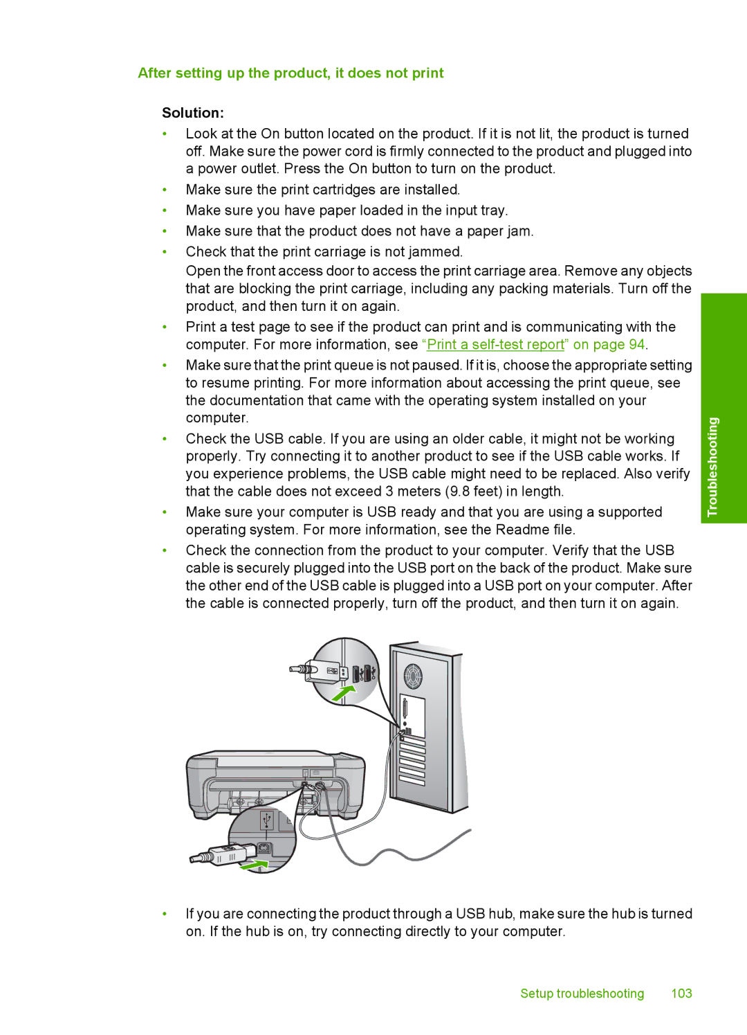 HP C4580, C4599 manual After setting up the product, it does not print, Solution 