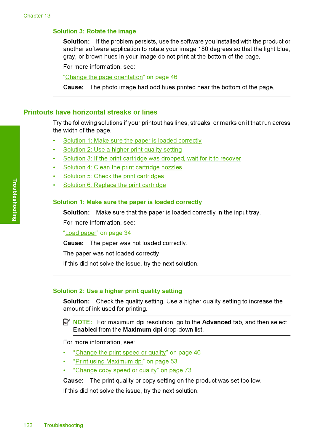 HP C4599, C4580 manual Printouts have horizontal streaks or lines, Solution 3 Rotate the image 