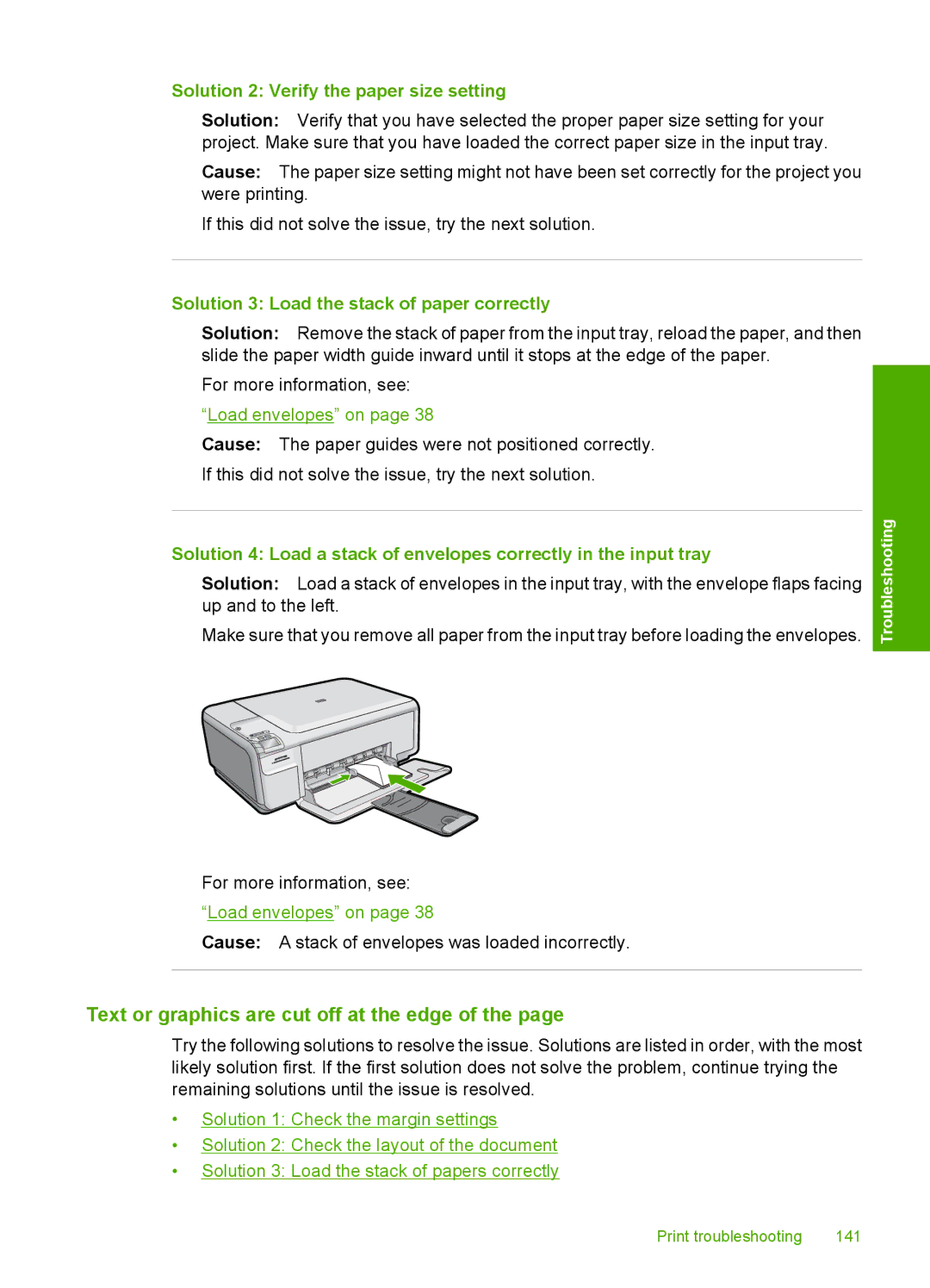 HP C4580, C4599 manual Text or graphics are cut off at the edge, Solution 2 Verify the paper size setting 