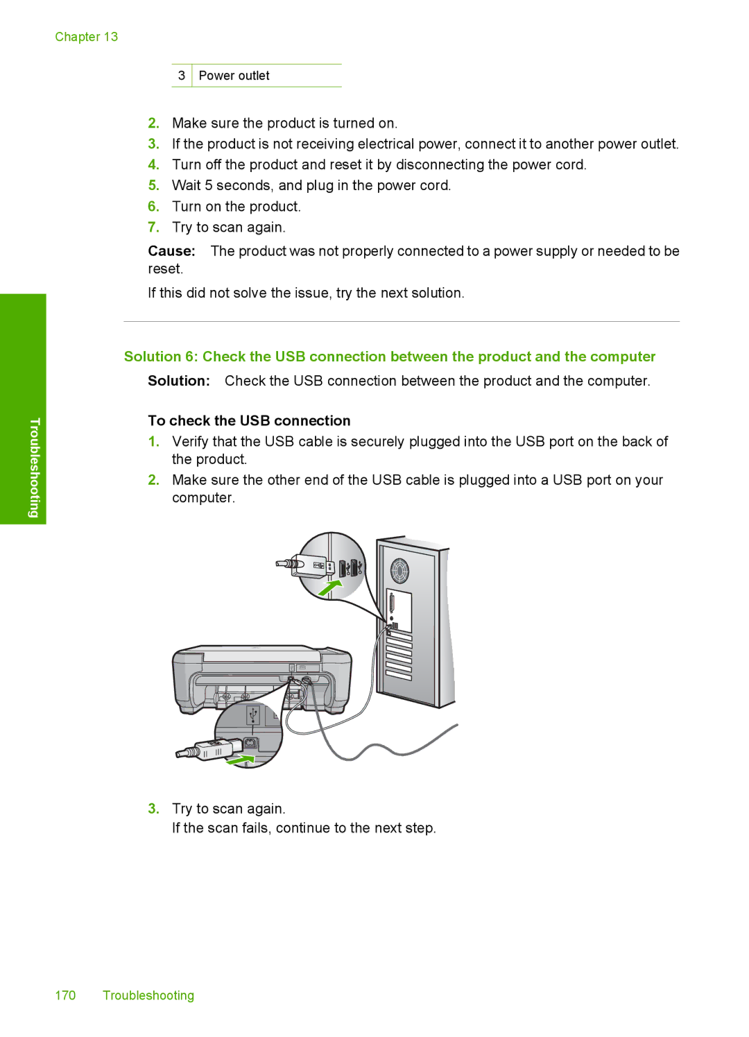 HP C4599, C4580 manual To check the USB connection 