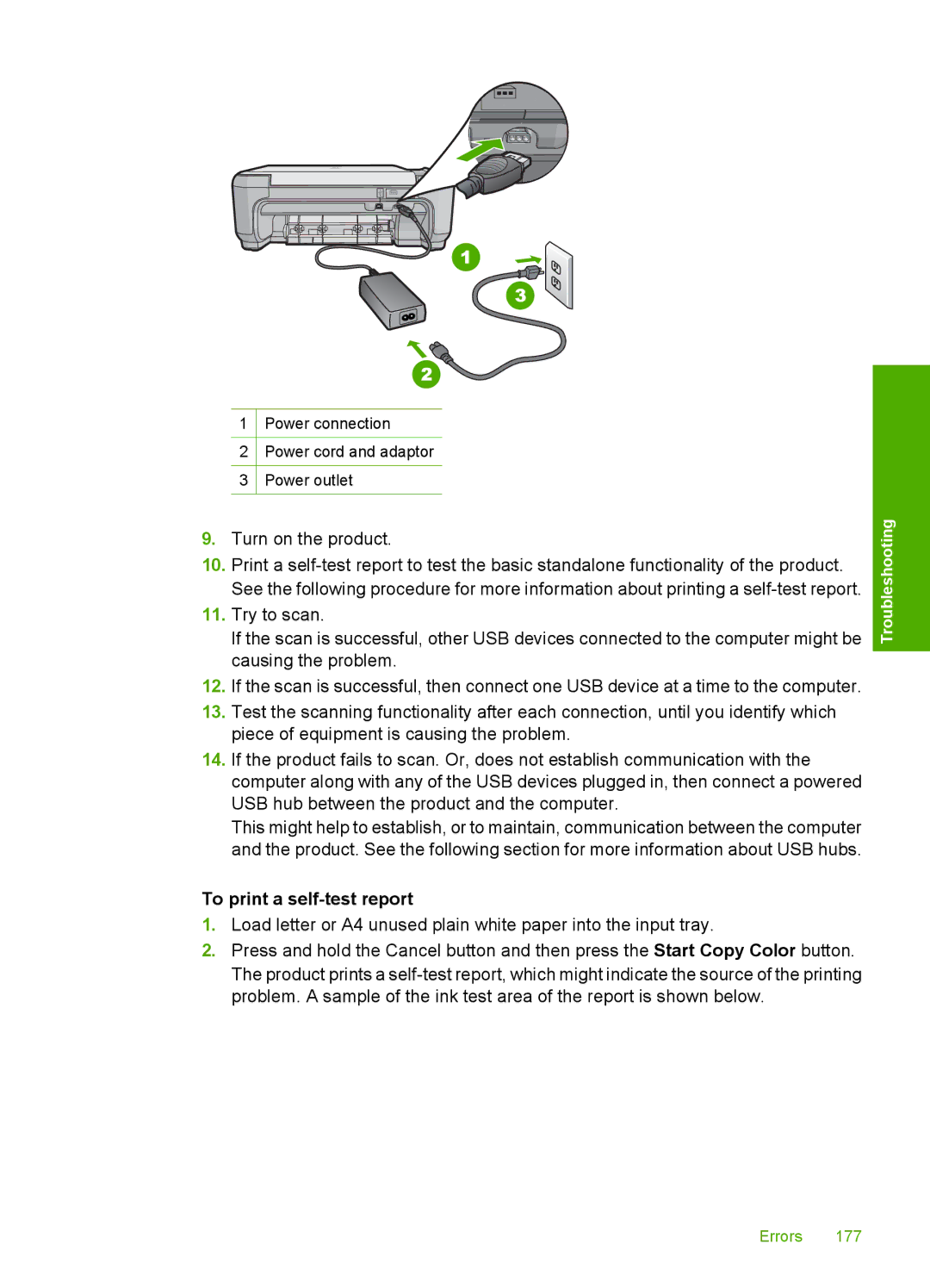 HP C4580, C4599 manual To print a self-test report 