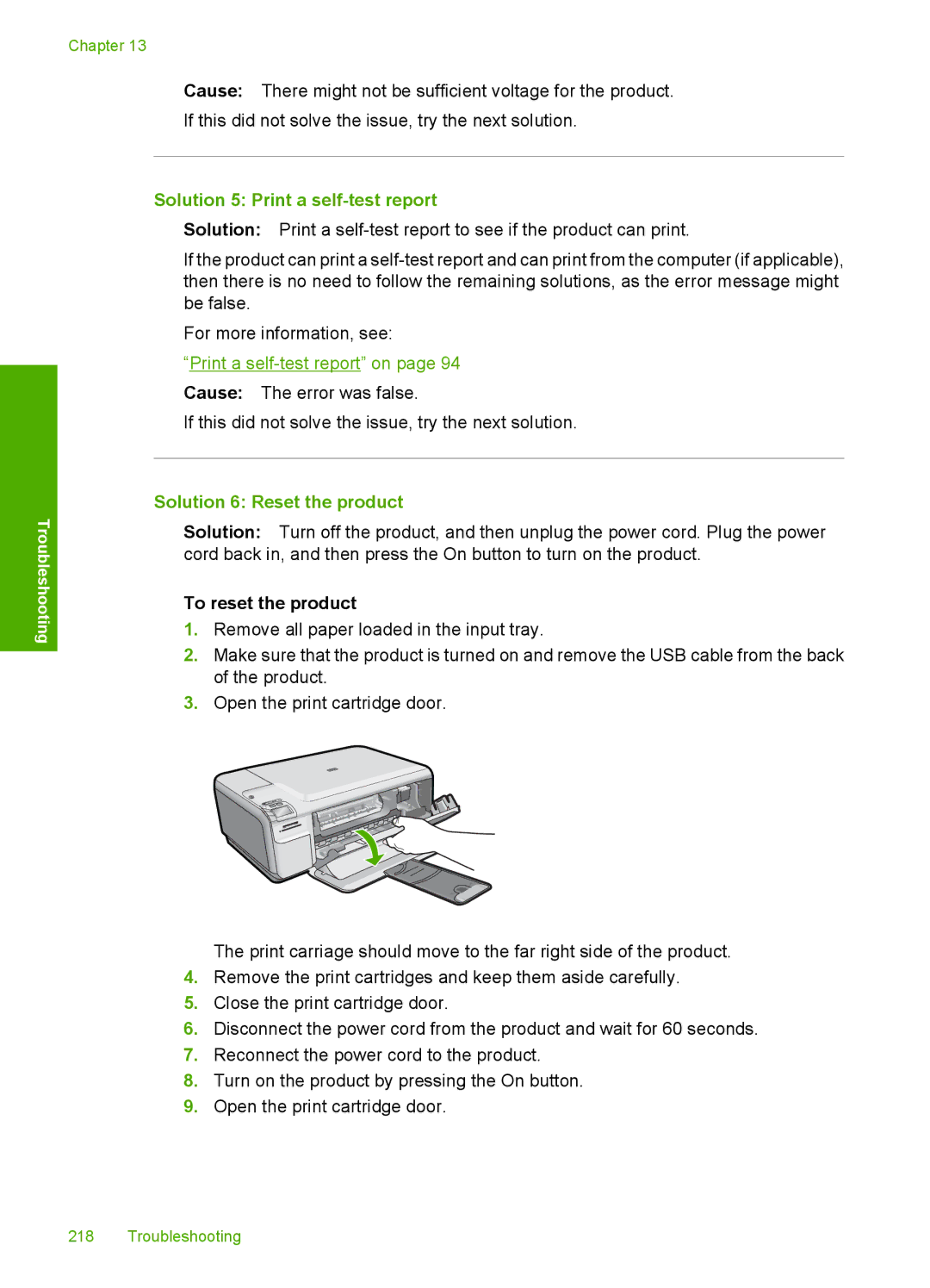 HP C4599, C4580 manual Solution 5 Print a self-test report 