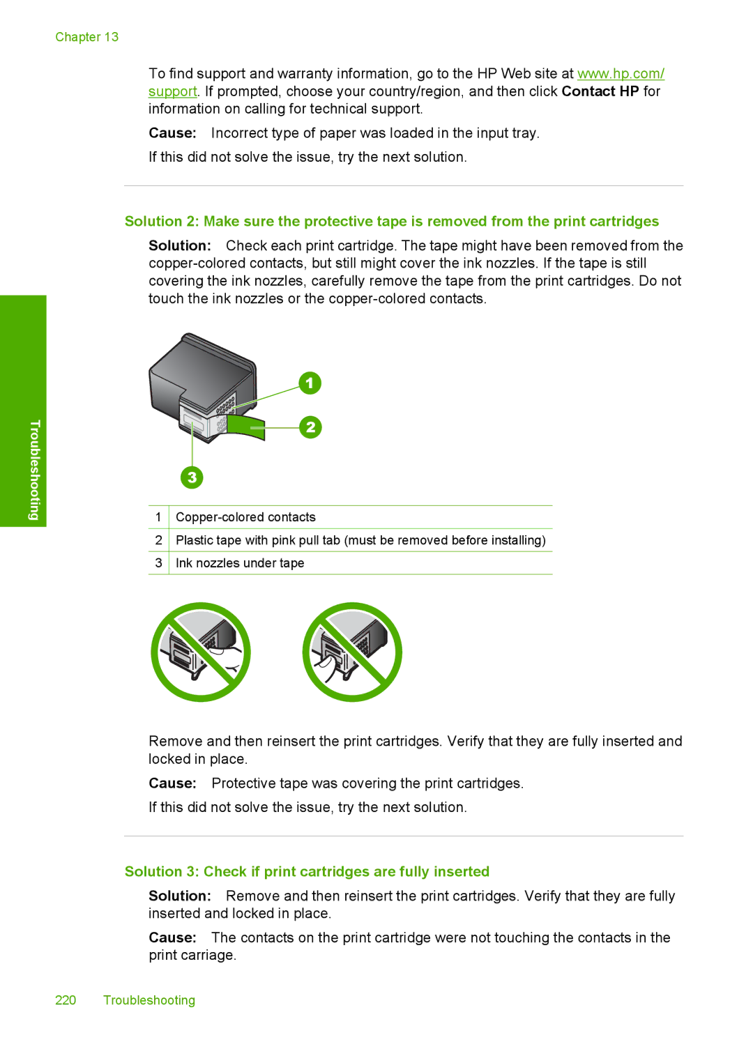 HP C4599, C4580 manual Solution 3 Check if print cartridges are fully inserted 