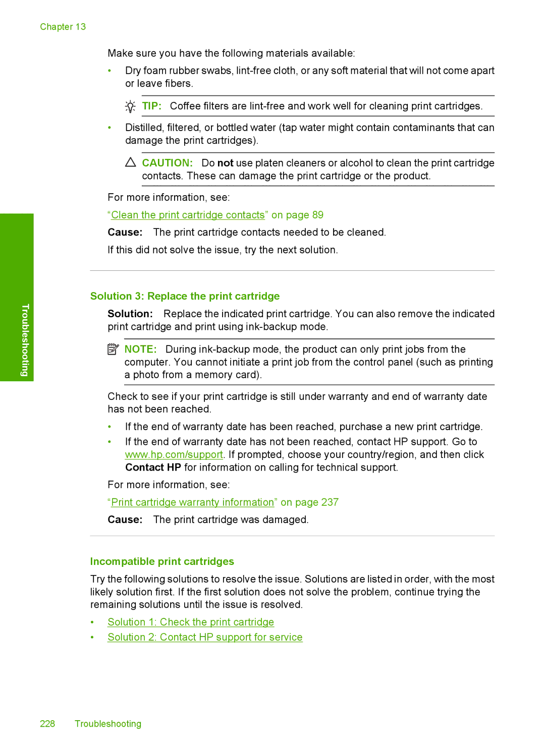 HP C4599, C4580 manual Solution 3 Replace the print cartridge, Incompatible print cartridges 