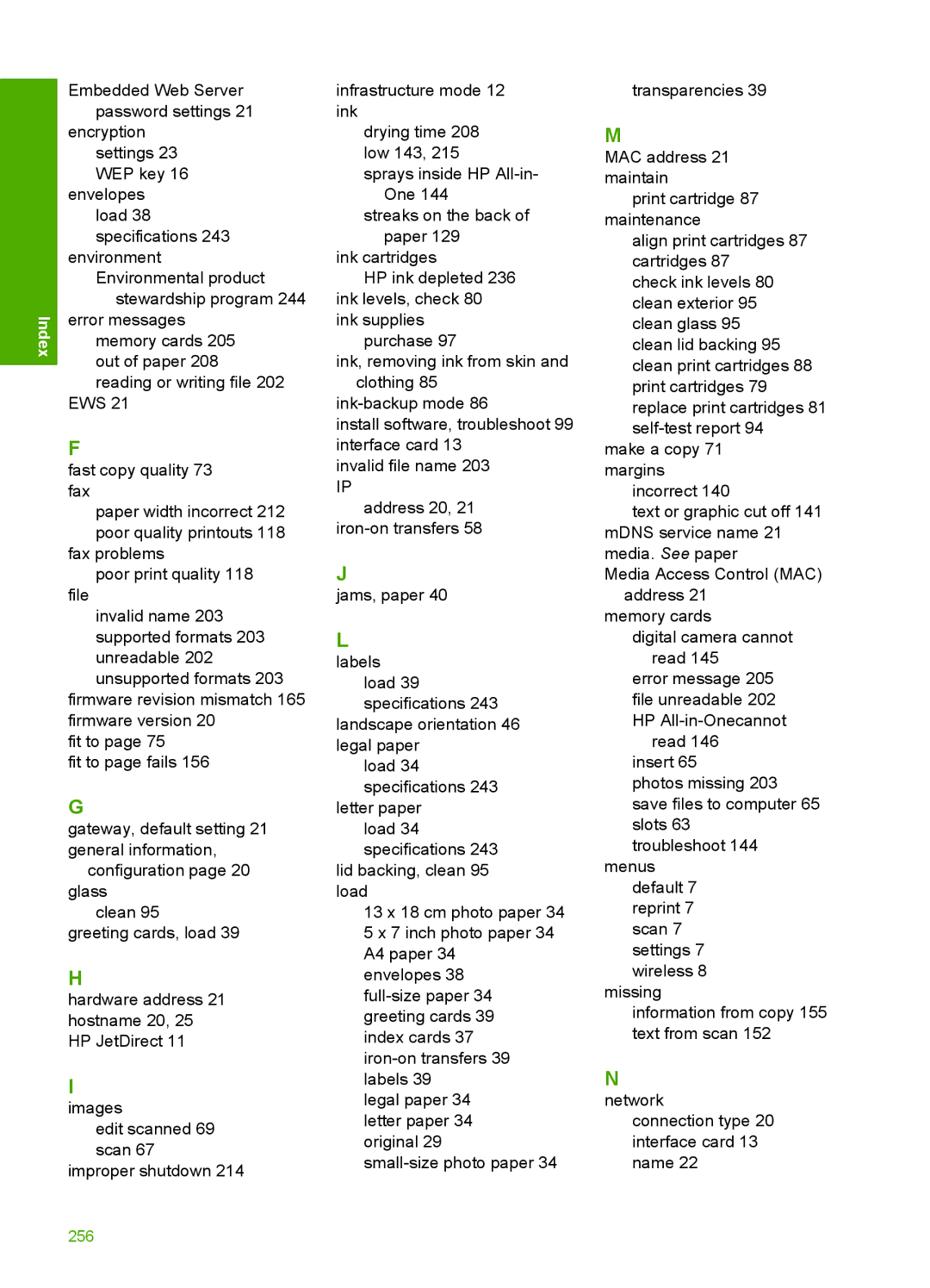 HP C4599, C4580 manual 256 