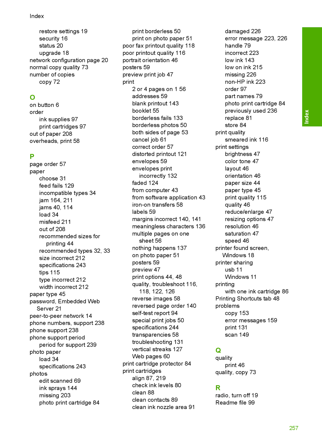 HP C4580, C4599 manual 257 