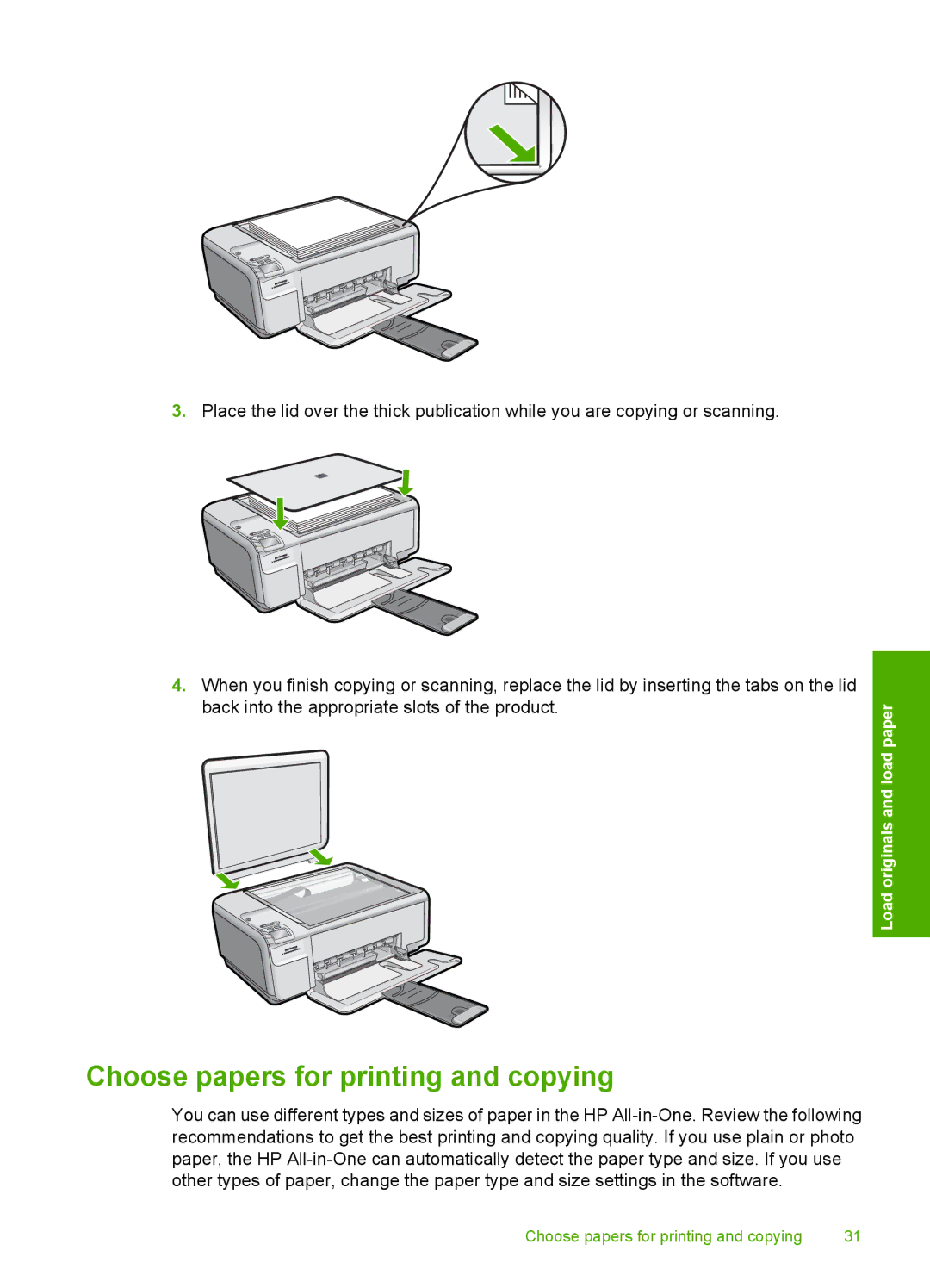 HP C4580, C4599 manual Choose papers for printing and copying 