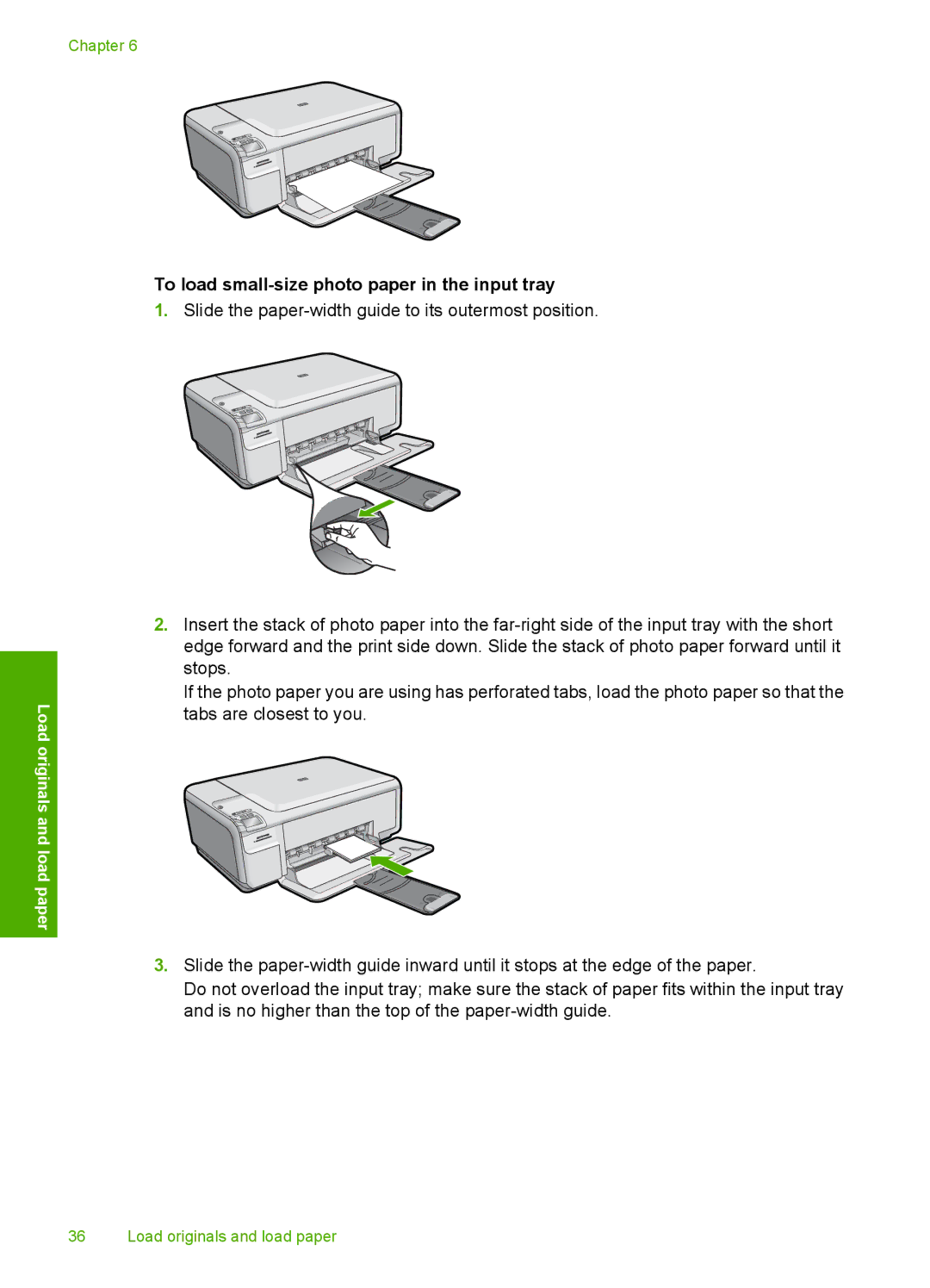 HP C4599, C4580 manual To load small-size photo paper in the input tray 