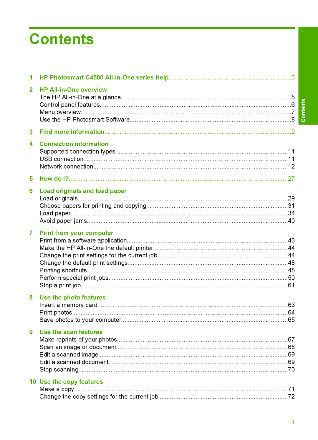 HP C4580, C4599 manual Contents 