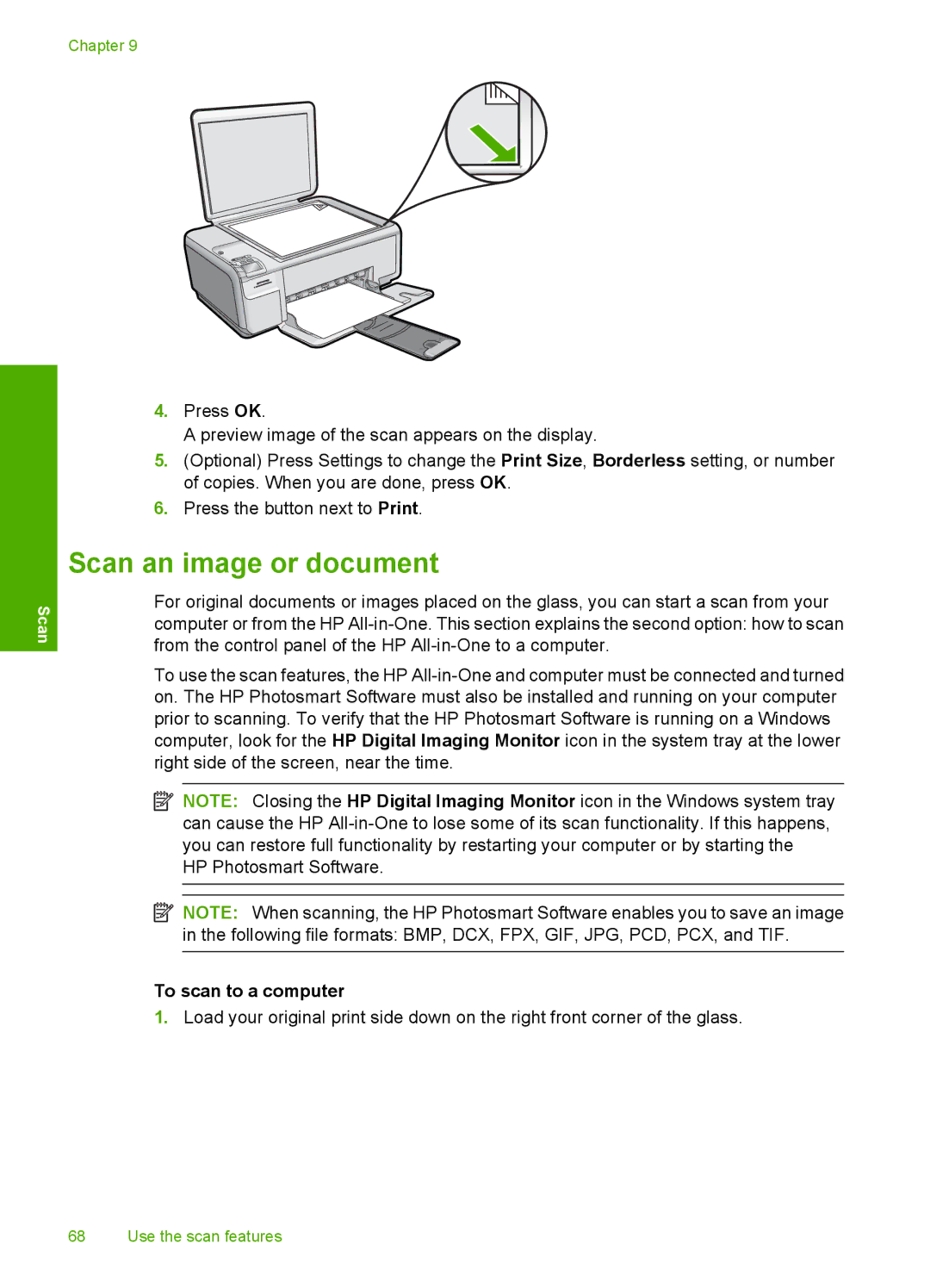 HP C4599, C4580 manual Scan an image or document, To scan to a computer 