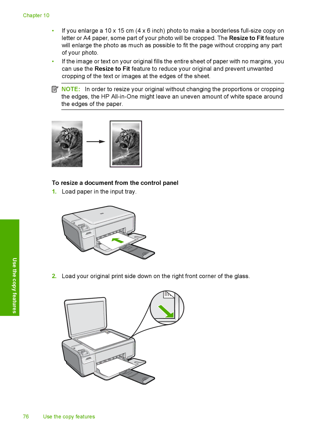 HP C4599, C4580 manual To resize a document from the control panel 