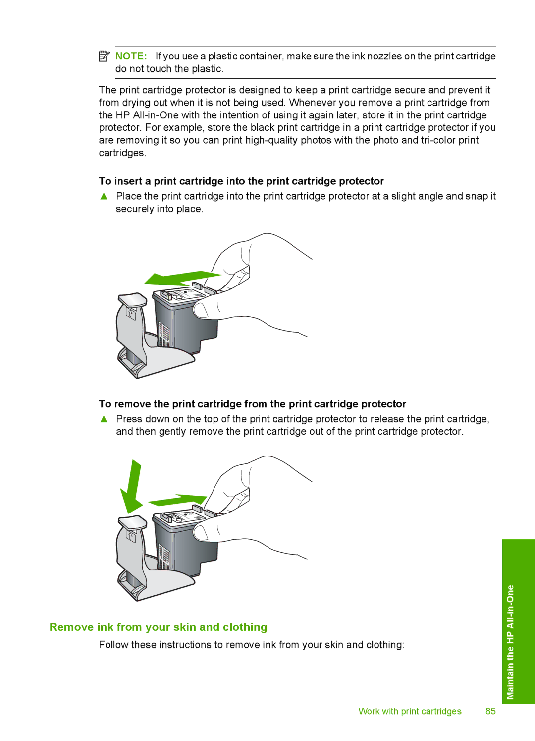 HP C4580, C4599 manual Remove ink from your skin and clothing 