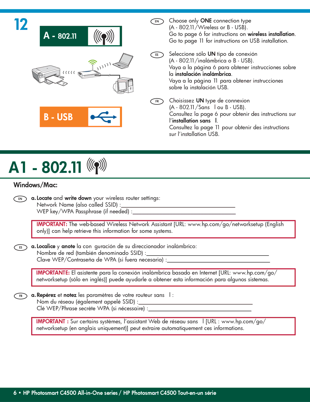 HP C4580, C4599 manual Usb, Windows/Mac 