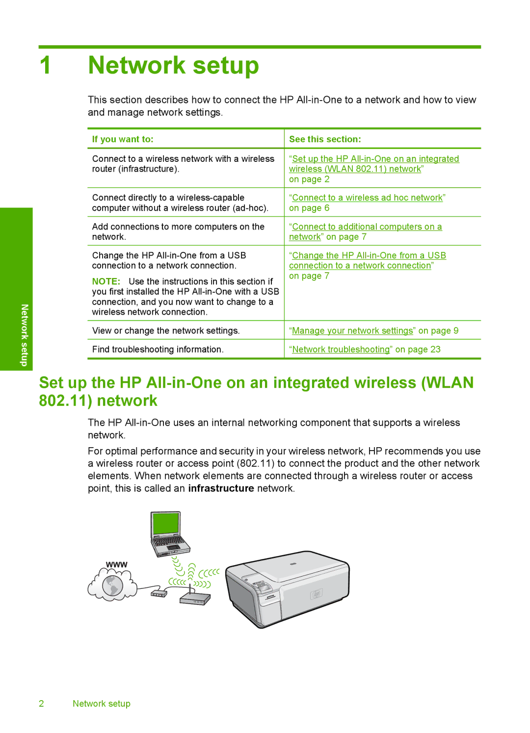 HP C4580, C4599 manual Network setup, If you want to 