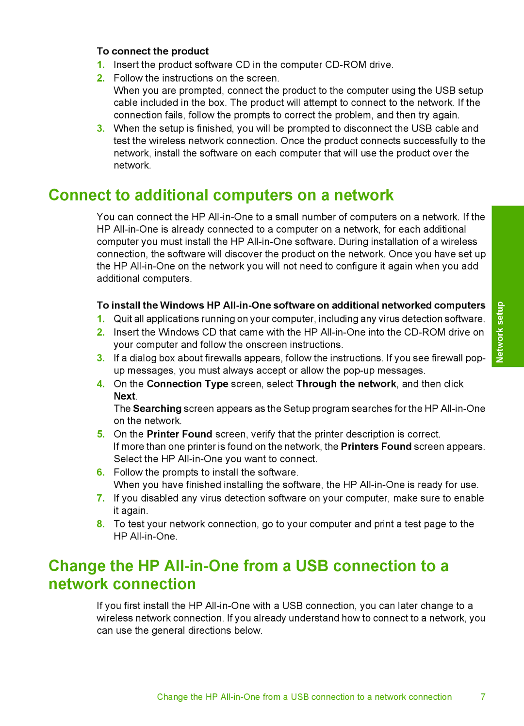 HP C4599, C4580 manual Connect to additional computers on a network, To connect the product 