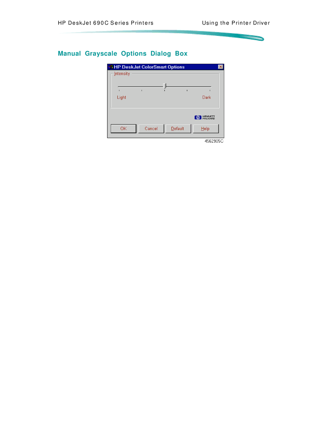 HP C4562A, C4591A manual Manual Grayscale Options Dialog Box 