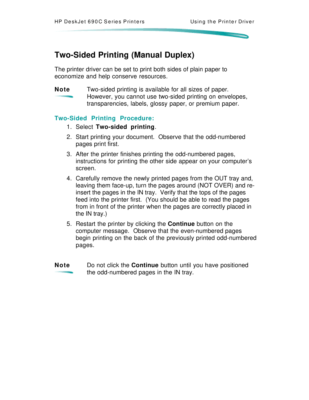 HP C4562A, C4591A manual Two-Sided Printing Manual Duplex, Two-Sided Printing Procedure 