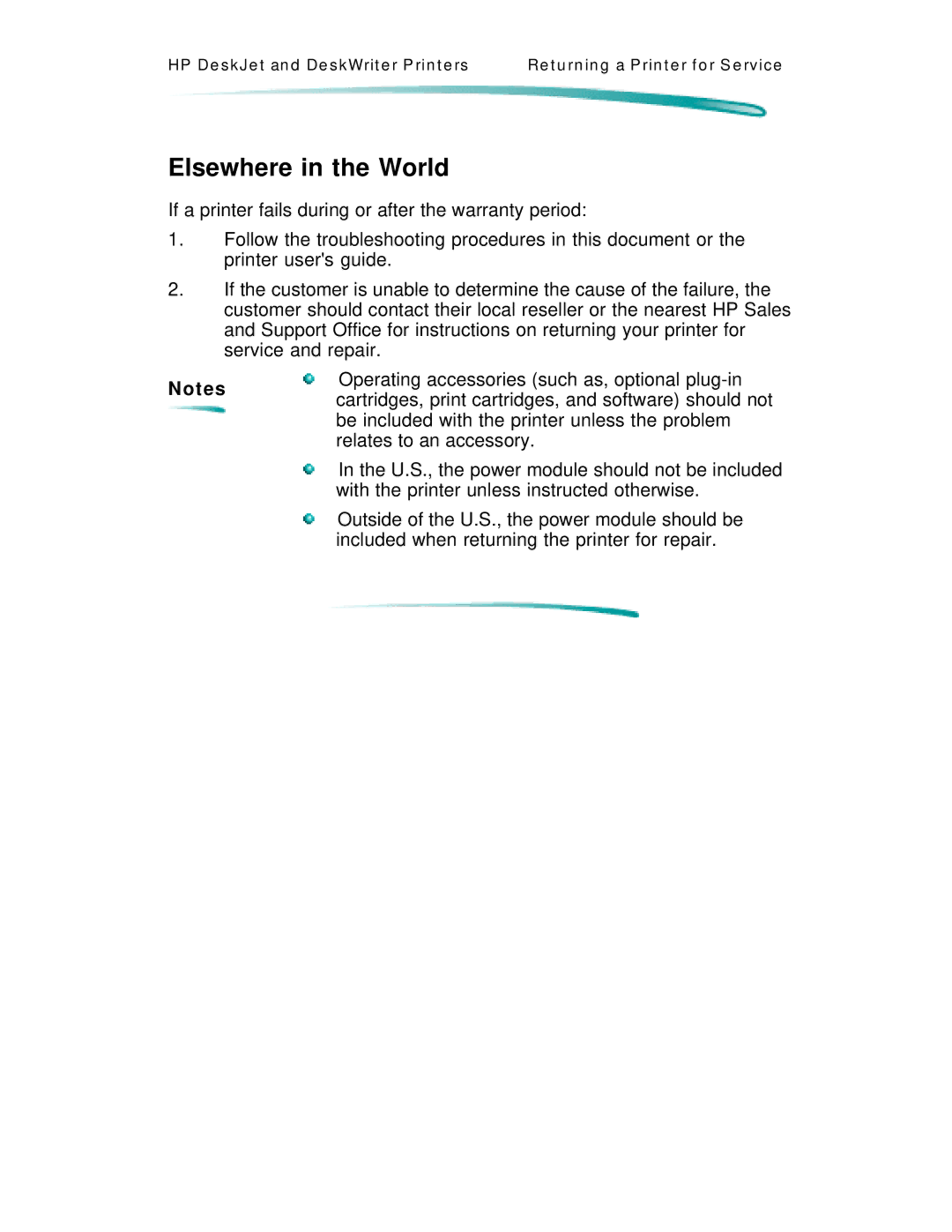 HP C4591A, C4562A manual Elsewhere in the World 