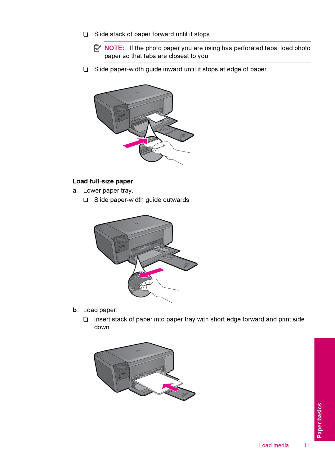 HP C4680, C4600 manual Load full-size paper 