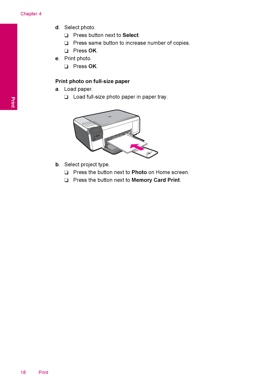 HP C4600, C4680 manual Print photo on full-size paper a. Load paper 