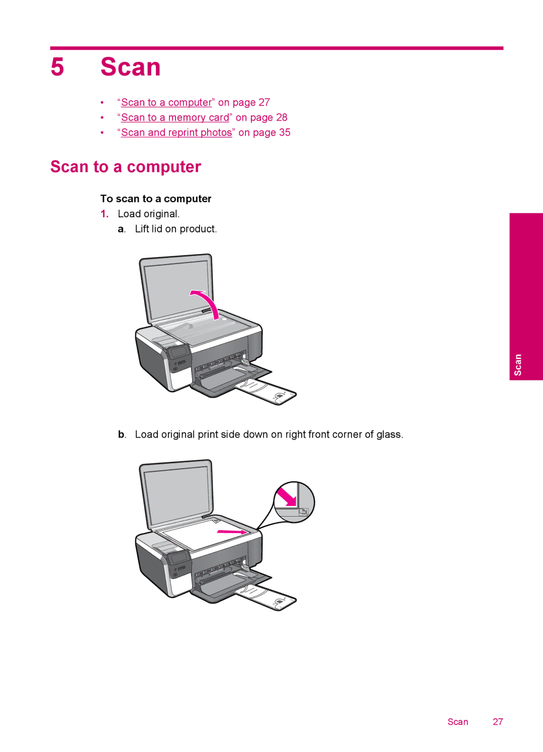 HP C4680, C4600 manual Scan to a computer, To scan to a computer 