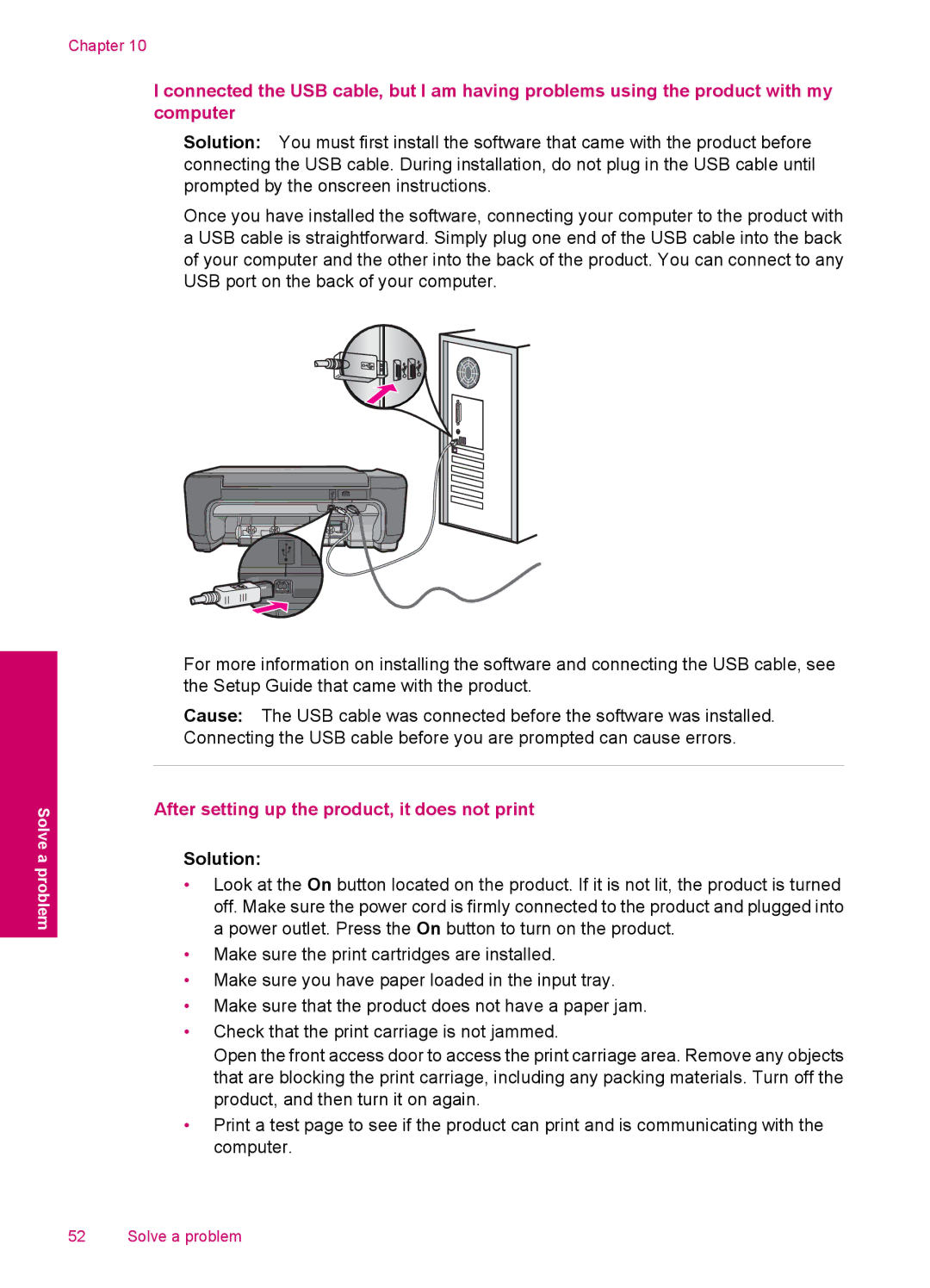 HP C4600, C4680 manual After setting up the product, it does not print 