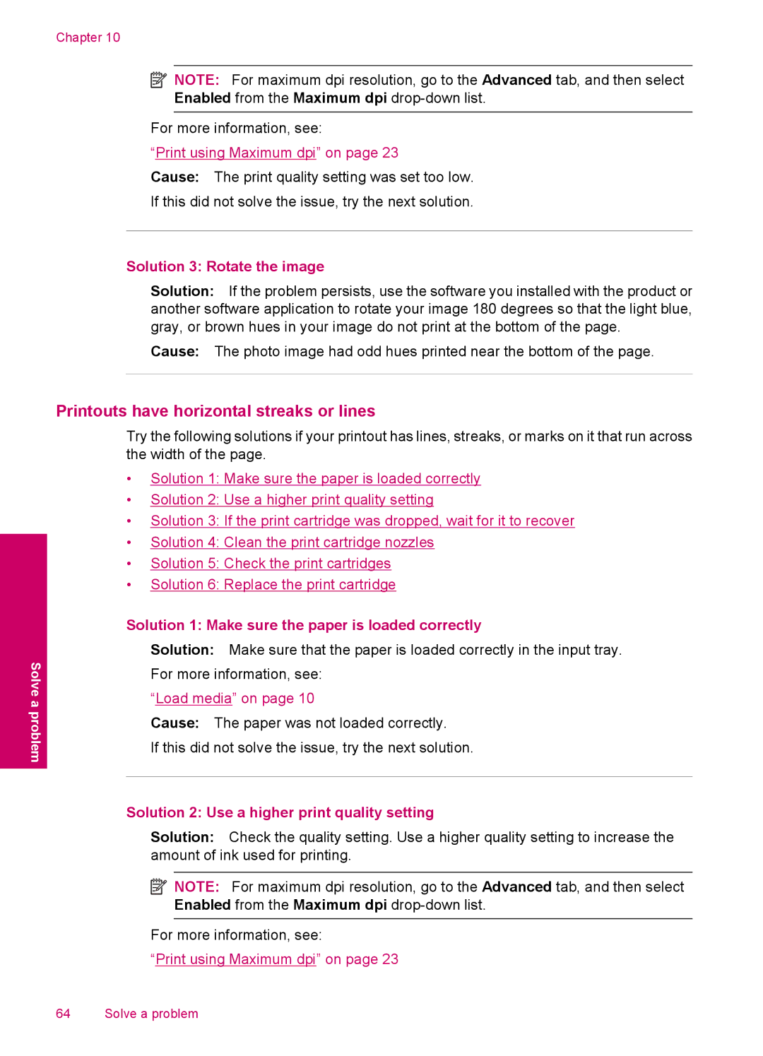 HP C4600, C4680 manual Printouts have horizontal streaks or lines, Solution 3 Rotate the image 