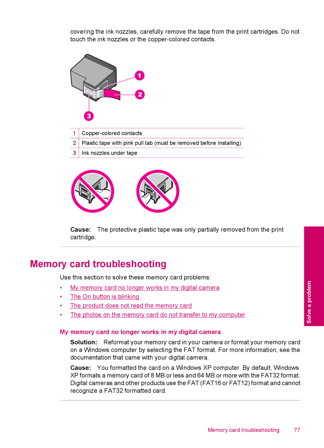 HP C4680, C4600 manual Memory card troubleshooting, My memory card no longer works in my digital camera 