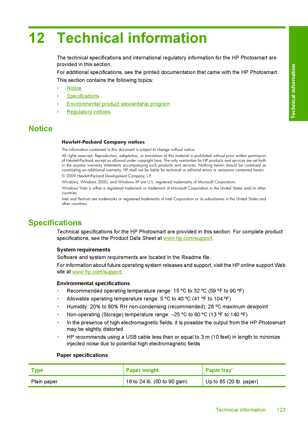 HP C4650, C4640, C4680 manual Technical information, Hewlett-Packard Company notices 