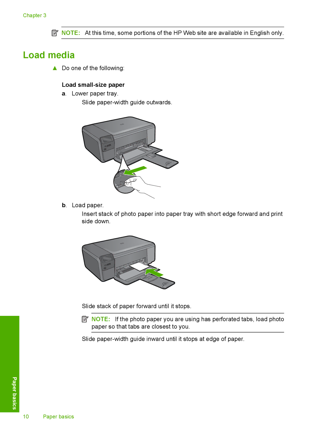 HP C4640, C4650, C4680 manual Load media, Load small-size paper a. Lower paper tray 