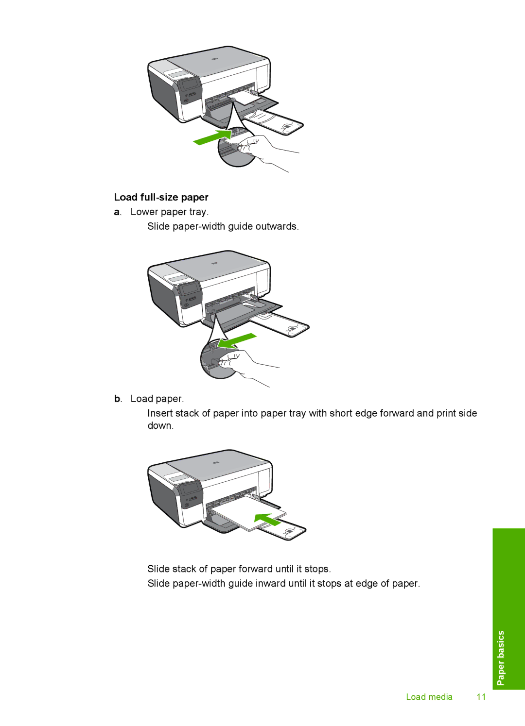 HP C4680, C4650, C4640 manual Load full-size paper a. Lower paper tray 