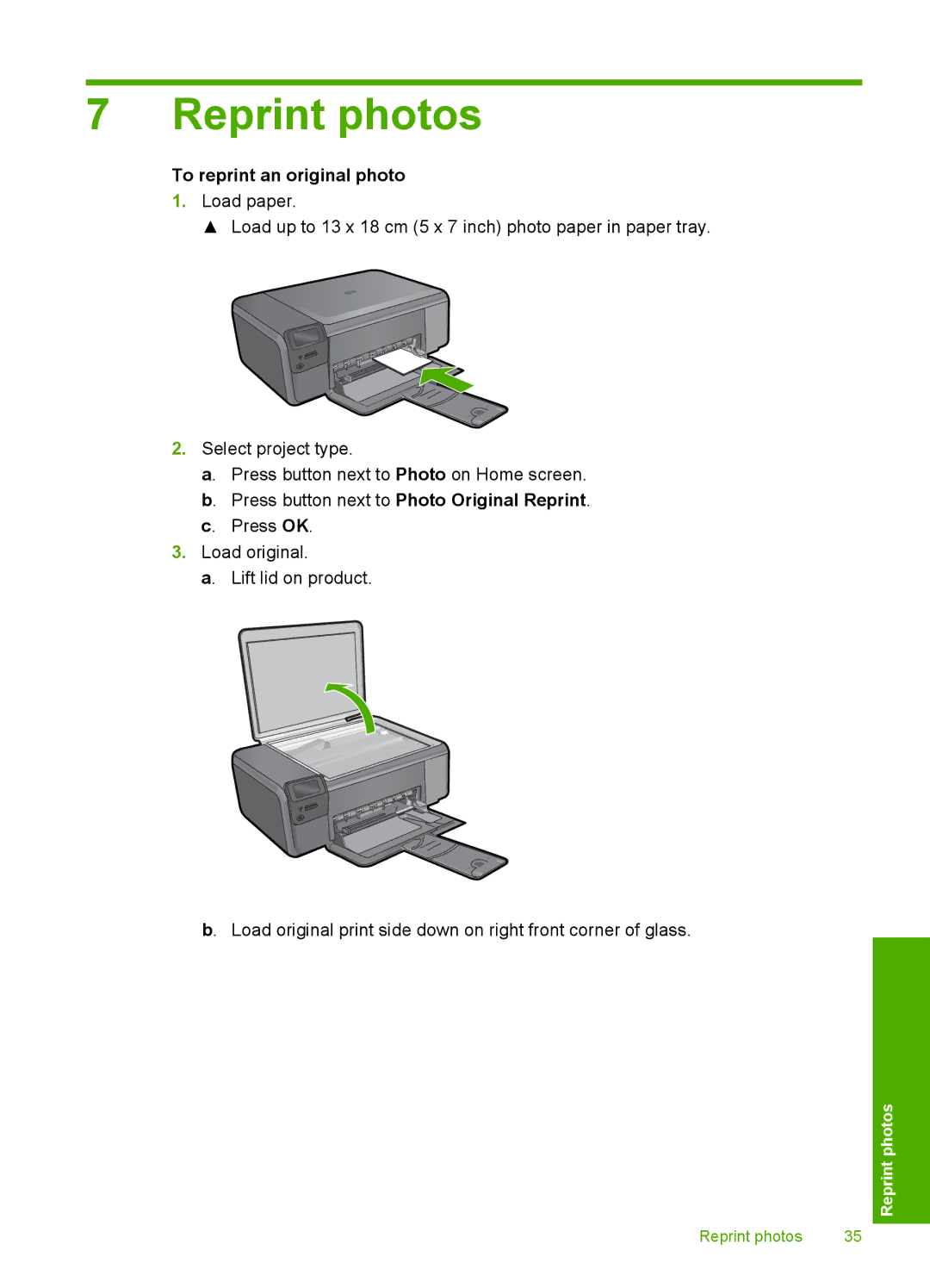 HP C4680, C4650, C4640 manual Reprint photos, To reprint an original photo 