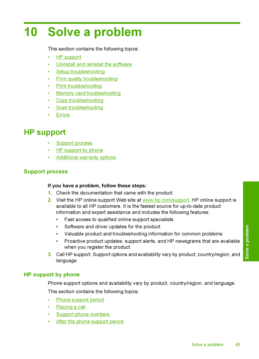 HP C4650, C4640, C4680 Solve a problem, Support process, HP support by phone, If you have a problem, follow these steps 