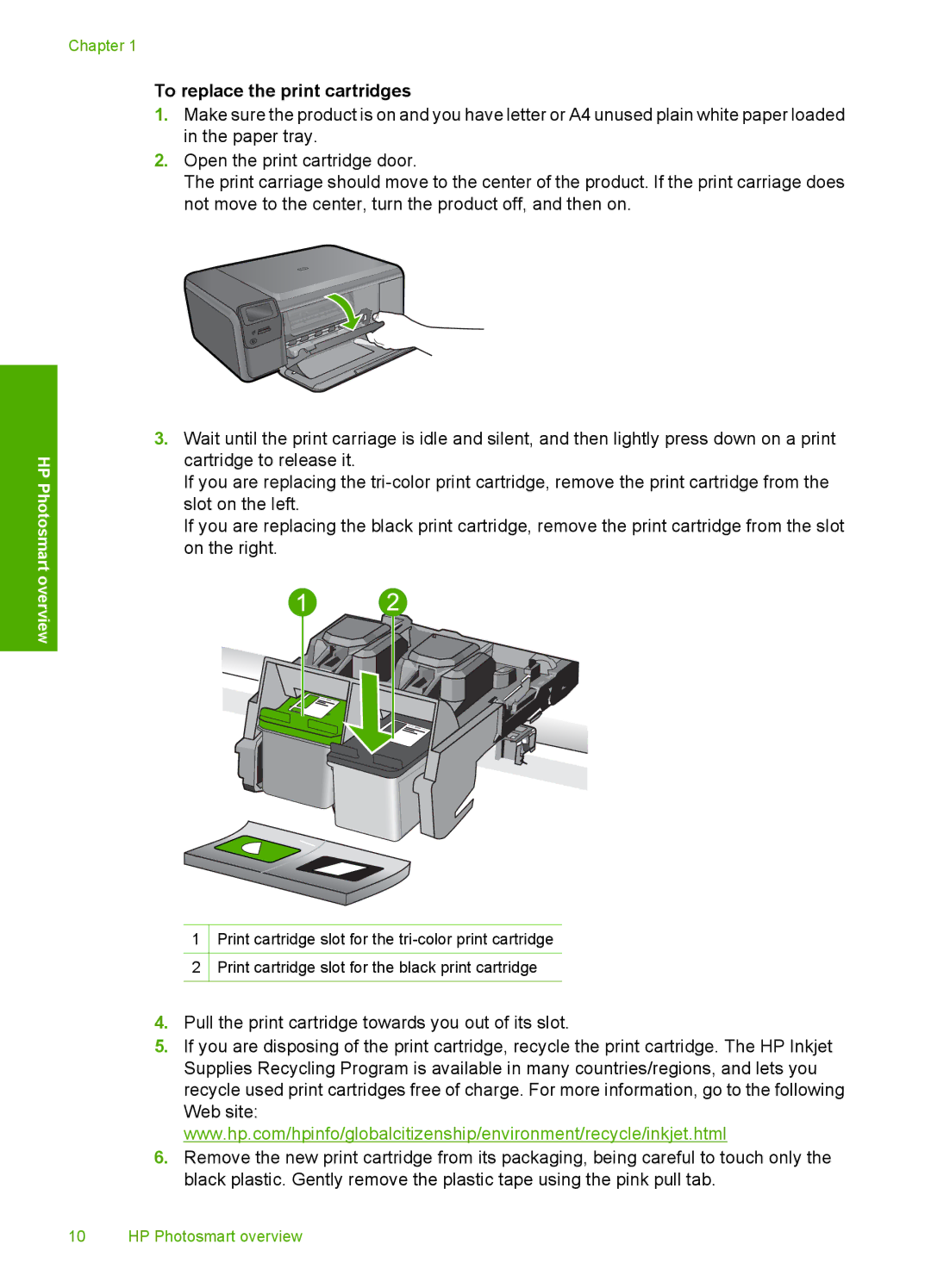 HP C4650, C4640, C4680 manual To replace the print cartridges 