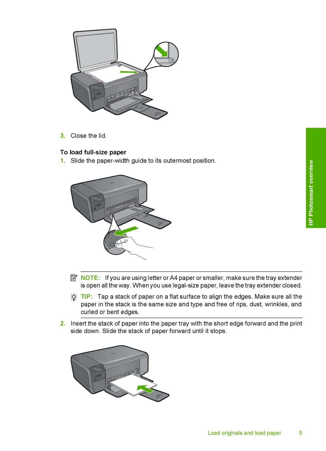 HP C4640, C4650, C4680 manual To load full-size paper 