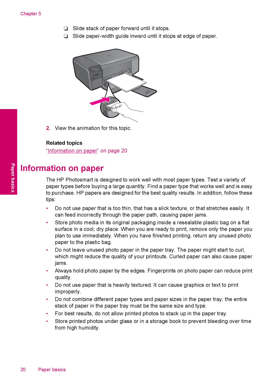 HP C4780, C4750, C4795, C4740 manual Information on paper, Related topics 