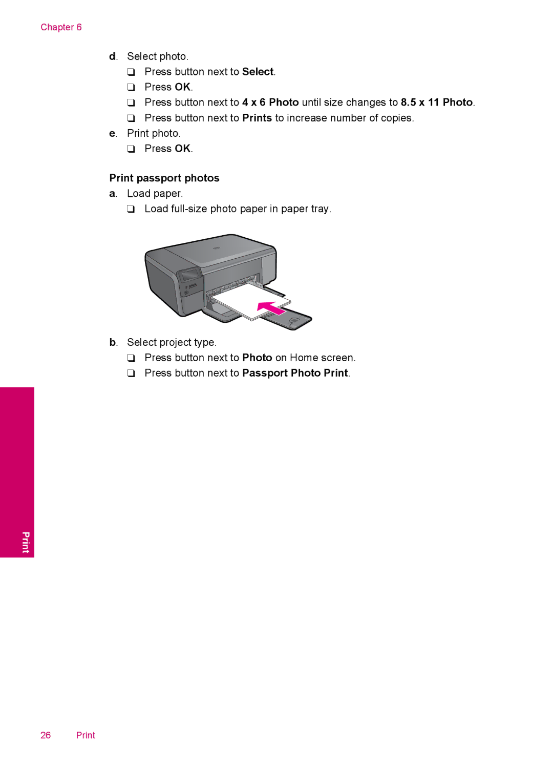 HP C4750, C4795, C4780, C4740 manual Print passport photos a. Load paper 