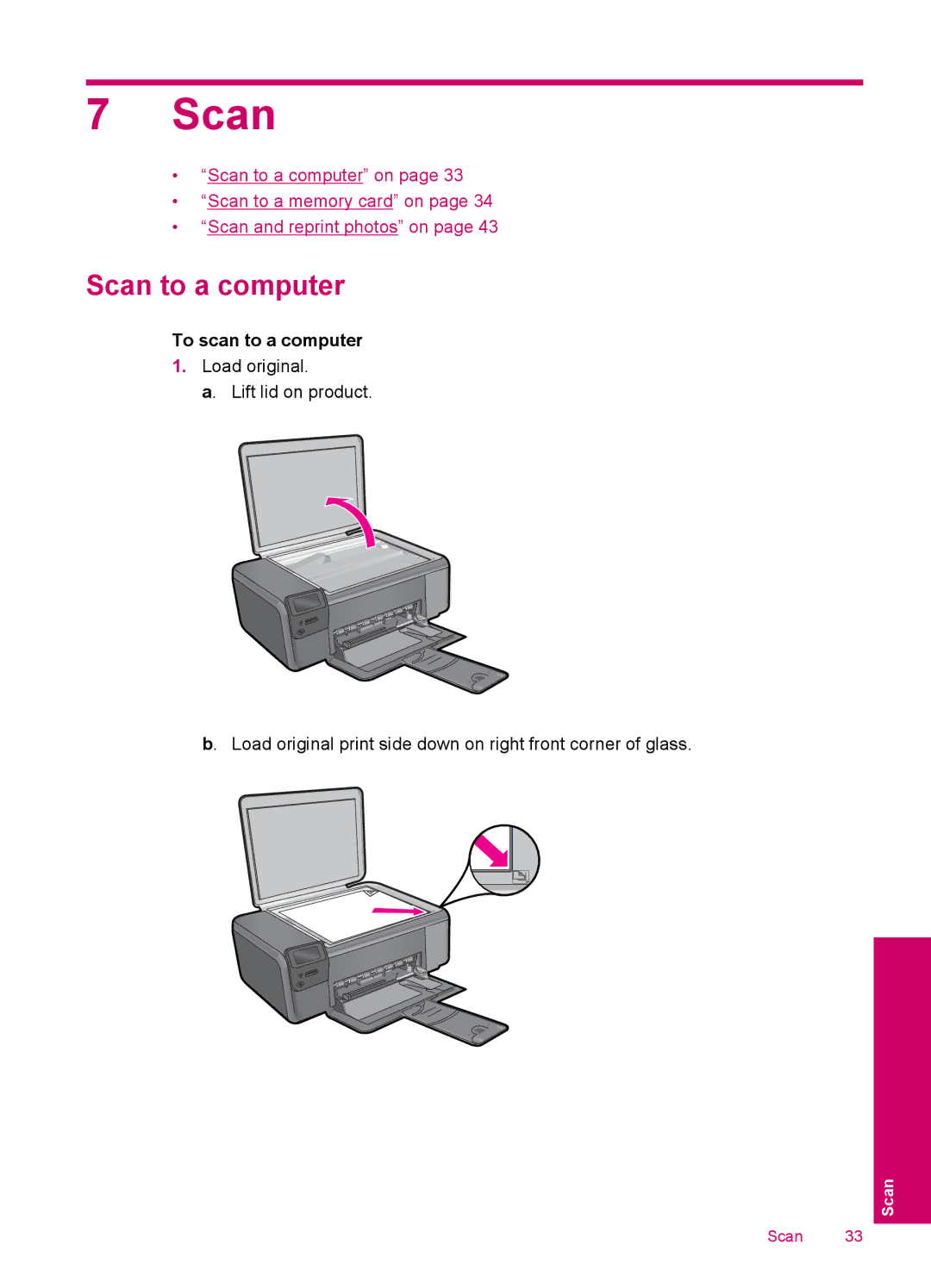 HP C4740, C4750, C4795, C4780 manual Scan to a computer, To scan to a computer 