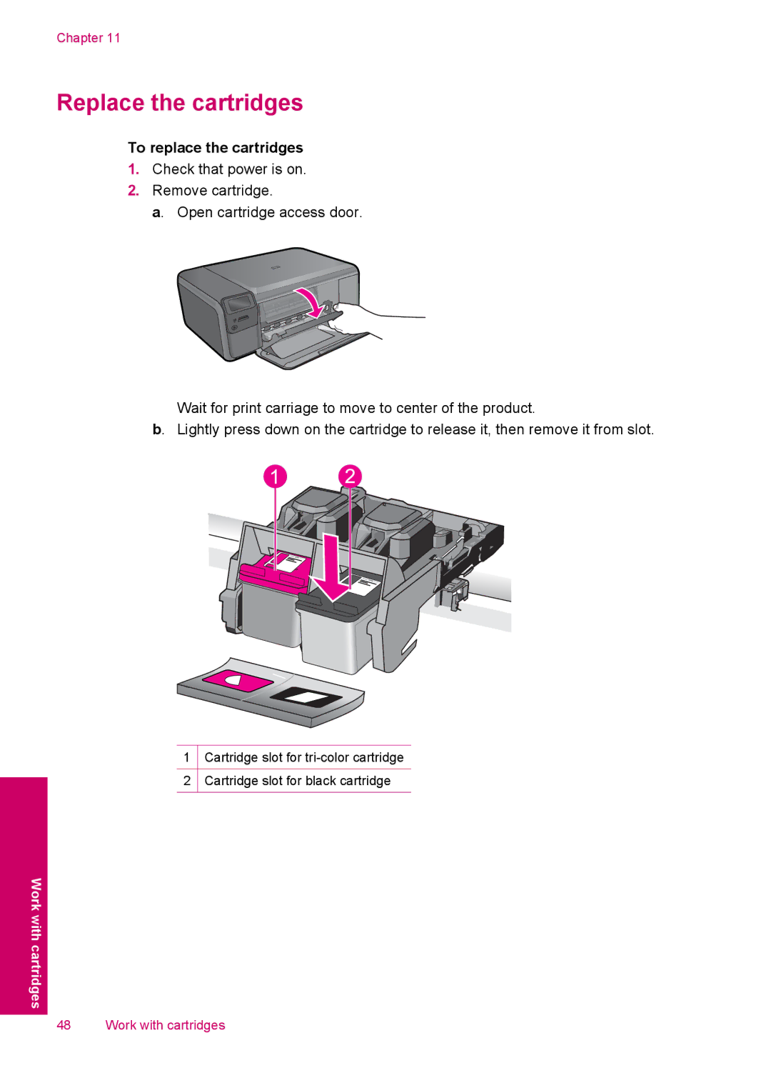 HP C4780, C4750, C4795, C4740 manual Replace the cartridges, To replace the cartridges 