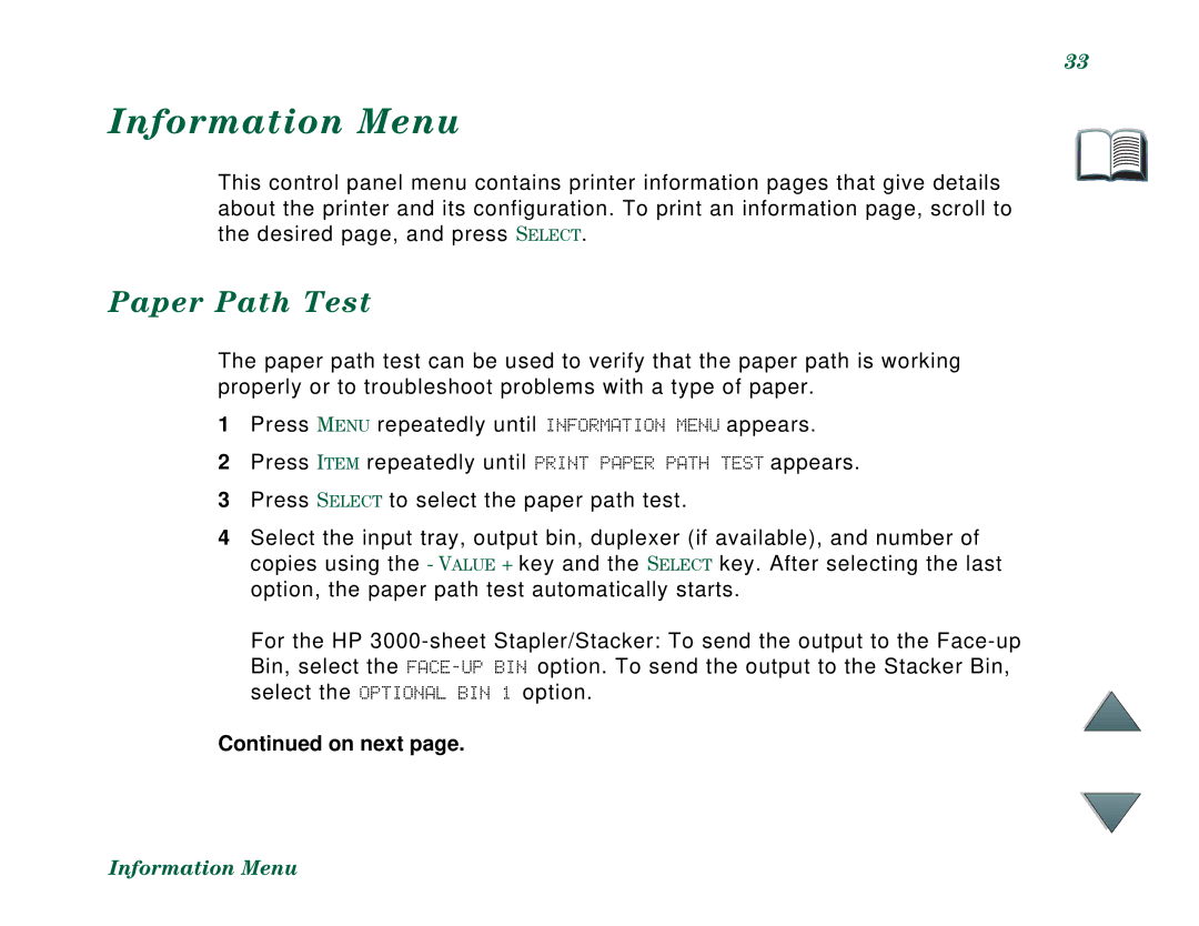 HP C4779x, C4788x manual Information Menu, Paper Path Test 