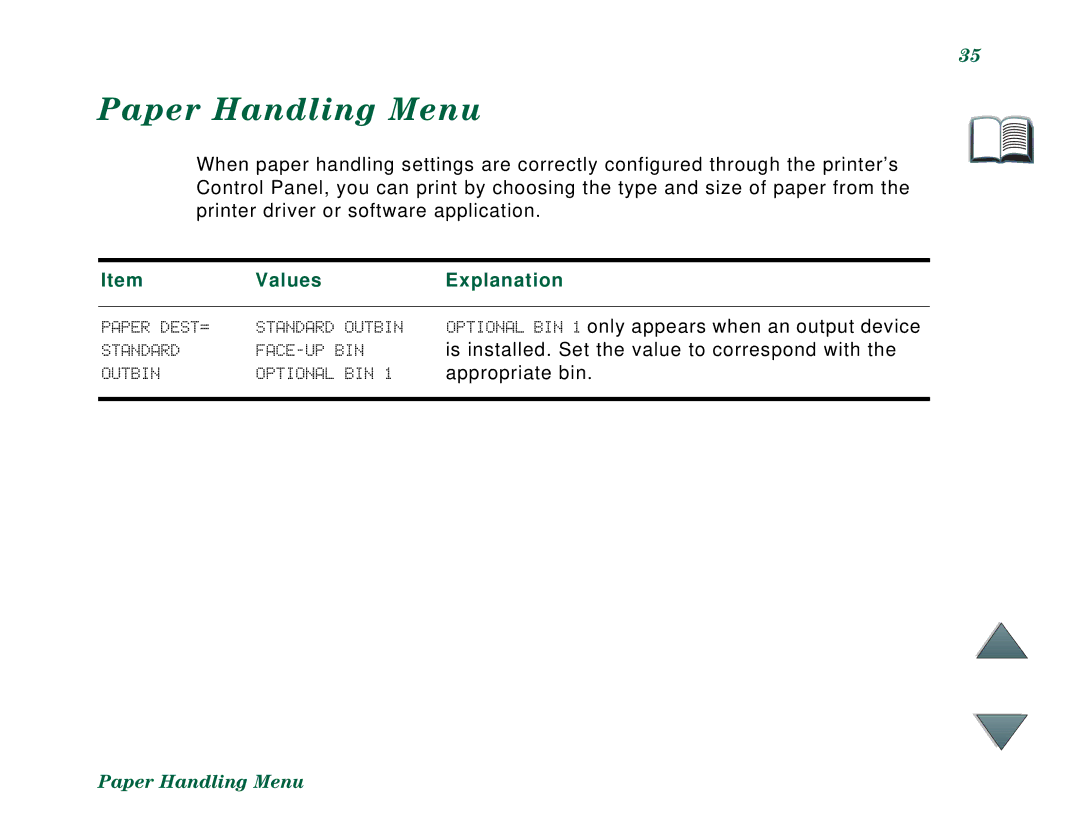 HP C4779x, C4788x manual Paper Handling Menu, Values Explanation 