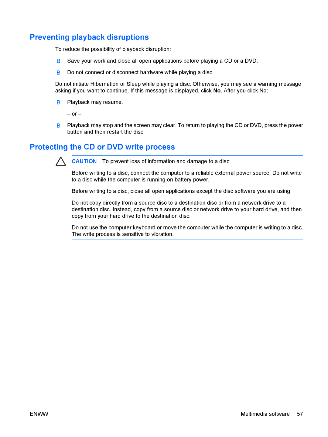 HP C581TU, c500, C500T, C506CA, C507US, C504US, C508US Preventing playback disruptions, Protecting the CD or DVD write process 