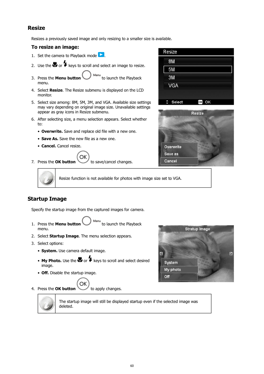 HP c500 manual Resize, Startup Image, To resize an image 