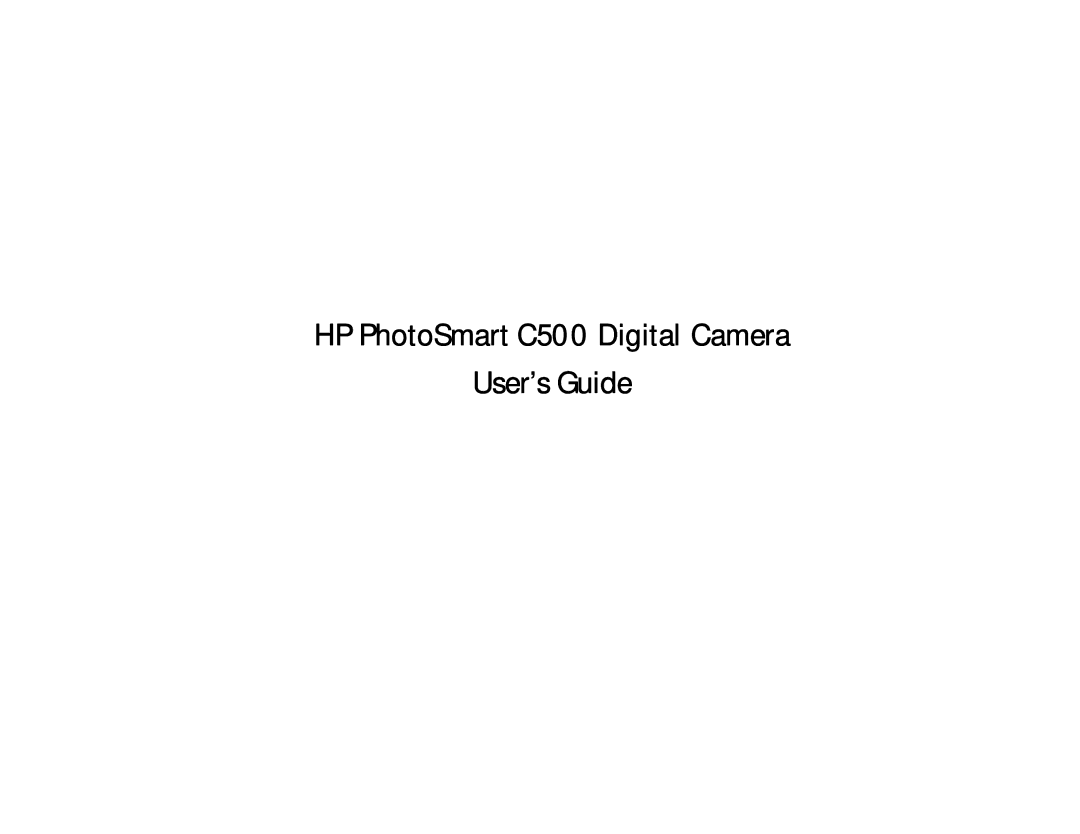 HP c500 manual HP PhotoSmart C500 Digital Camera User’s Guide 