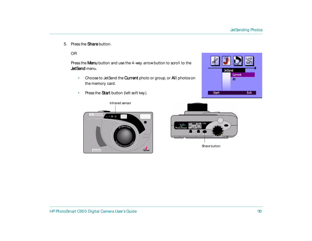 HP c500 manual HP PhotoSmart C500 Digital Camera User’s Guide 110 