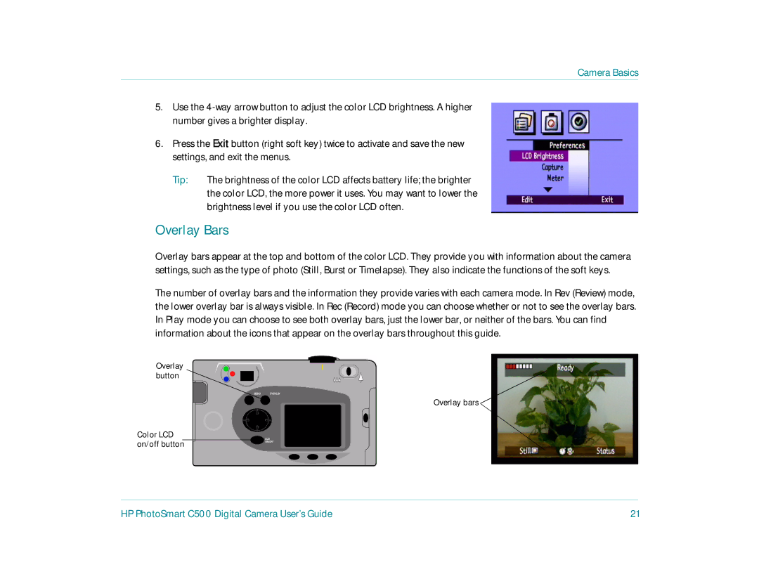 HP c500 manual Overlay Bars 