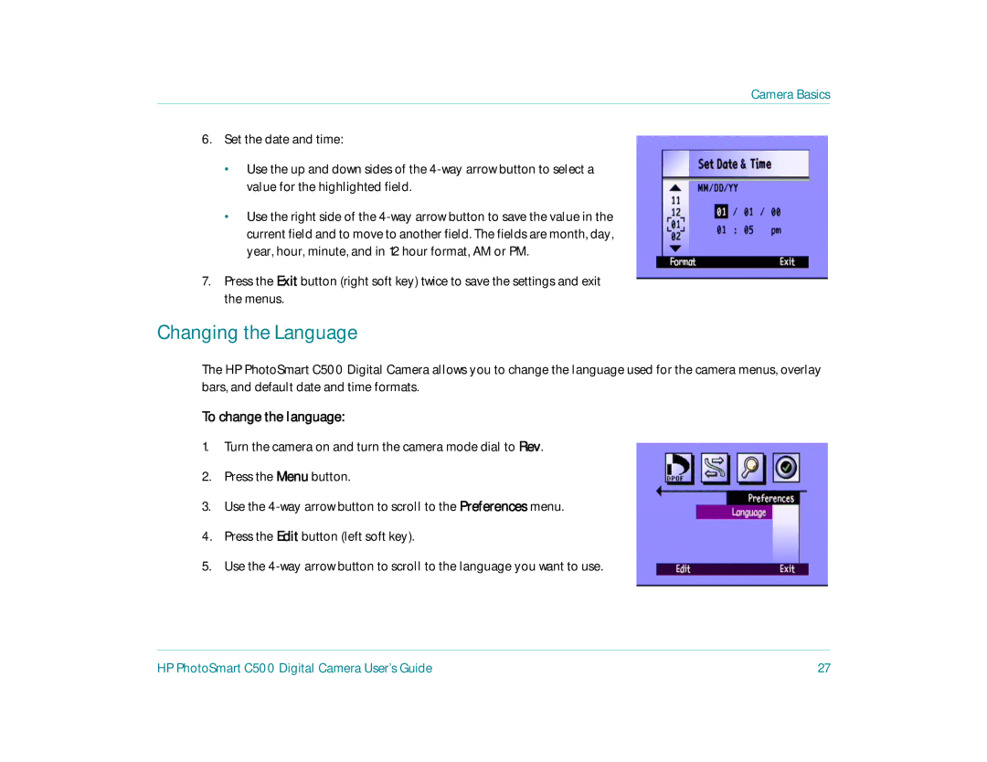 HP c500 manual Changing the Language, To change the language 