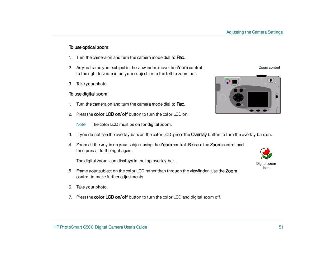 HP c500 manual To use optical zoom, Take your photo, To use digital zoom 